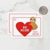 Happy Valentine's Day | Niedlich Heart Sloth Mitteilungskarte (Vorderseite/Rückseite Beispiel)