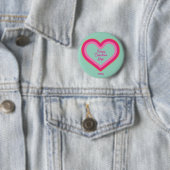 Happy Valentine's Day Niedlich Hot Pink Heart Girl Button (Beispiel)