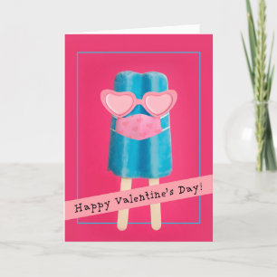 Happy Valentine's Day Niedlich Ice Pop in Gesichts Feiertagskarte