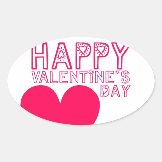 Happy Valentine's day Niedlich Oval Sticker (Vorderseite)