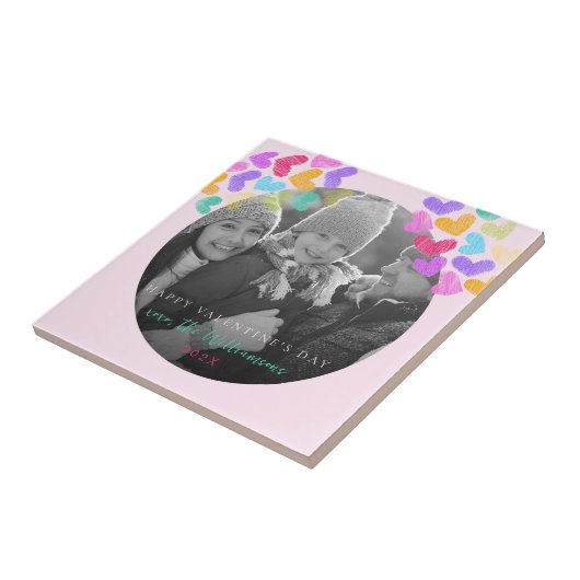 Happy Valentines Day Niedlich Pastel Hearts Foto Fliese (Seite)