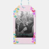 Happy Valentines Day Niedlich Pastel Hearts Foto Geschenkanhänger (Rückseite)