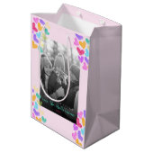 Happy Valentines Day Niedlich Pastel Hearts Foto Mittlere Geschenktüte (Rückseite Schrägansicht)