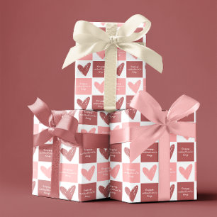 Happy Valentine's Day Niedlich Pink Hearts Muster Geschenkpapier Set
