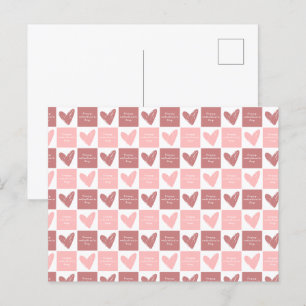 Happy Valentine's Day Niedlich Pink Hearts Muster Postkarte