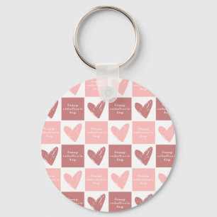 Happy Valentine's Day Niedlich Pink Hearts Muster Schlüsselanhänger