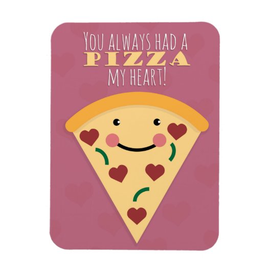 Happy Valentine's Day Niedlich Pizza Slice Spaß Magnet (Vertikal)