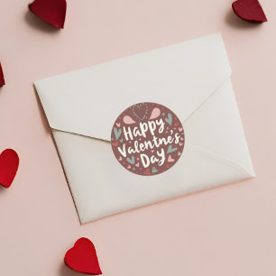 Happy Valentine's Day Niedlich Playful Holiday Sti Runder Aufkleber
