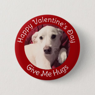Happy Valentine's Day Niedlich Puppy Dog Foto Red Button