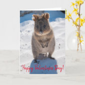 Happy Valentine's Day Niedlich Quokka am Strand Karte (Gelbe Blume)