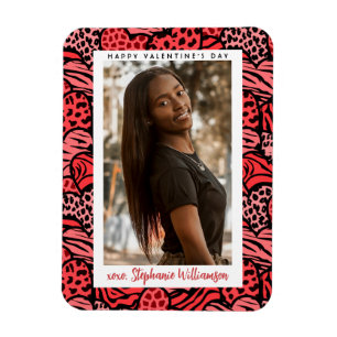 Happy Valentines Day Niedlich Red Jungle Hearts Fo Magnet