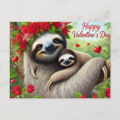 Happy Valentine's Day Niedlich Sloth Postkarte (Vorderseite)