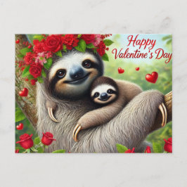 Happy Valentine's Day Niedlich Sloth Postkarte