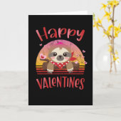 Happy Valentines Day Niedlich Sloth Retro Vintages Karte (Gelbe Blume)