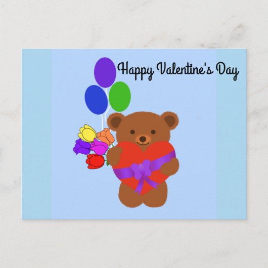 Happy Valentine's Day Niedlich Teddy Bear #4 Postk Postkarte (Vorderseite)