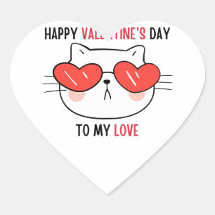 Happy valentine's day   niedliche Katze mit Herzau Herz-Aufkleber