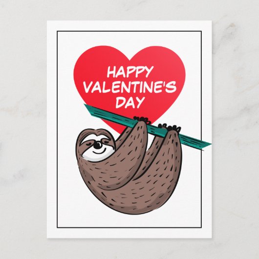 Happy Valentine's Day | Niedlicher Schlitten Postkarte (Vorderseite)