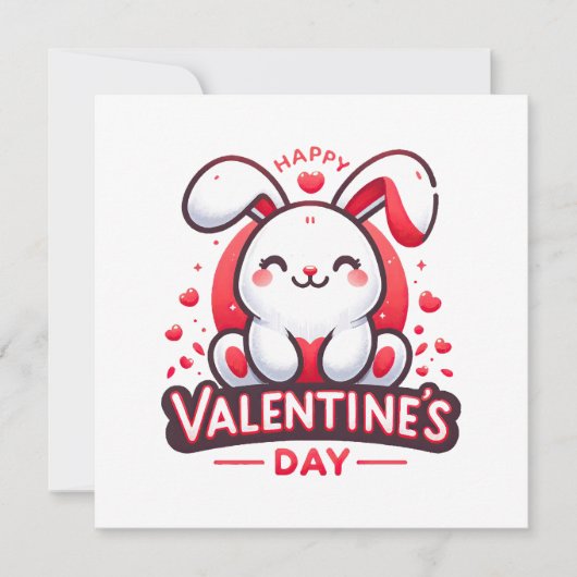 Happy Valentine's Day Niedliches Kaninchen (Vorderseite)