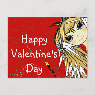Happy Valentine's Day - Niedliches Mädchen Feiertagspostkarte
