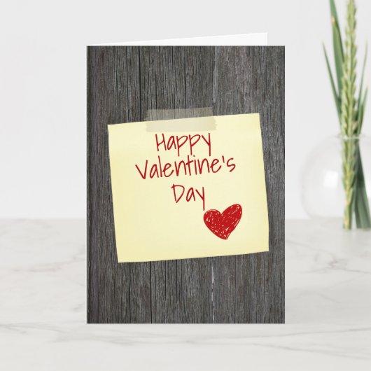 Happy Valentine's Day Note on Holz Karte (Vorderseite)
