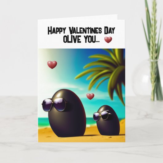 Happy Valentines Day Olive You Feiertagskarte (Vorderseite)