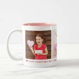 Happy Valentine's Day Oma 3 Foto Custom Zweifarbige Tasse
