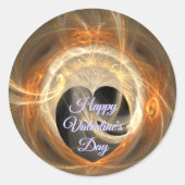 Happy Valentines Day Orange Heart Swirl Fraktal Runder Aufkleber (Vorderseite)