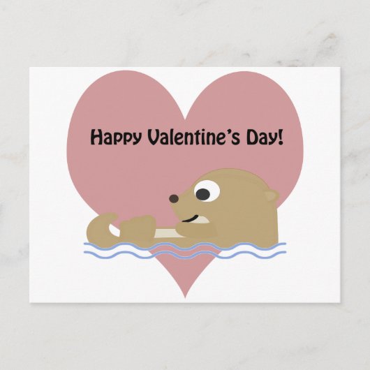 Happy Valentines Day Otter Feiertagspostkarte (Vorderseite)