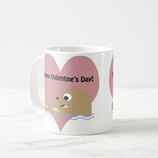Happy Valentines Day Otter Kaffeetasse (Vorderseite Links)