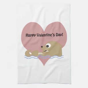 Happy Valentines Day Otter Küchentuch