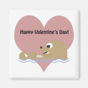 Happy Valentines Day Otter Magnet