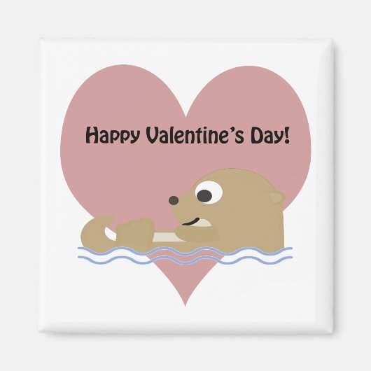 Happy Valentines Day Otter Magnet (Vorne)