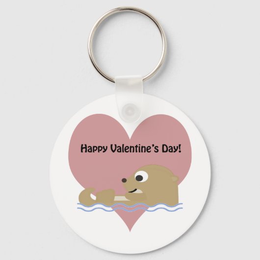 Happy Valentines Day Otter Schlüsselanhänger (Vorderseite)