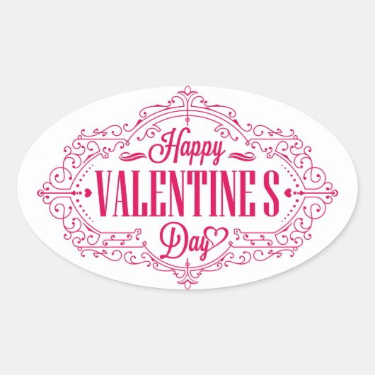 Happy Valentine's Day Oval Sticker (Vorderseite)