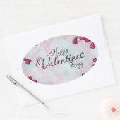 Happy Valentines Day Ovaler Aufkleber (Umschlag)