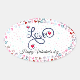 Happy Valentine's Day Ovaler Aufkleber