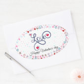 Happy Valentine's Day Ovaler Aufkleber (Umschlag)