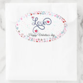 Happy Valentine's Day Ovaler Aufkleber (Tasche)