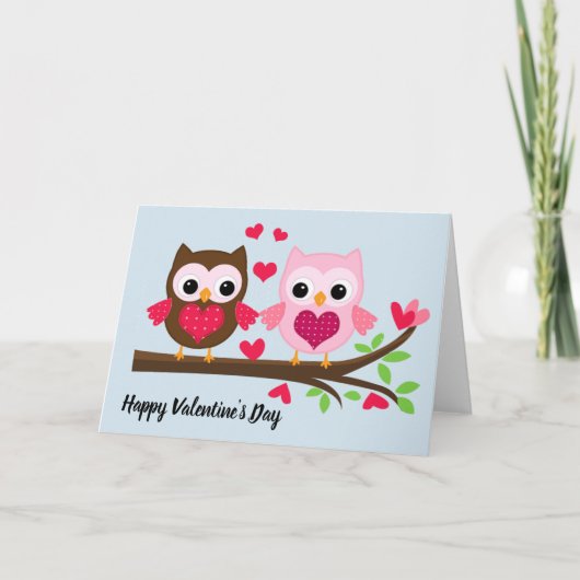 Happy Valentine's Day Owls Feiertagskarte (Vorderseite)