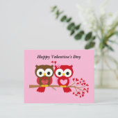 Happy Valentine's Day Owls Postkarte (Stehend Vorderseite)