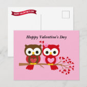 Happy Valentine's Day Owls Postkarte (Vorne/Hinten)
