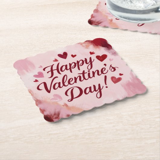 Happy Valentine's Day! Painted Brush Strokes Untersetzer (angewinkelt)
