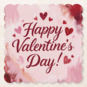 Happy Valentine's Day! Painted Brush Strokes Untersetzer (Vorderseite)