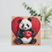 Happy Valentine's Day Panda Bär Feiertagskarte (Stehend Vorderseite)