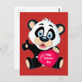 Happy Valentine's Day Panda Bär Postkarte (Vorne/Hinten)
