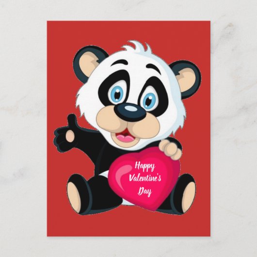 Happy Valentine's Day Panda Bär Postkarte (Vorderseite)