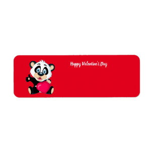 Happy Valentine's Day Panda Bear Label