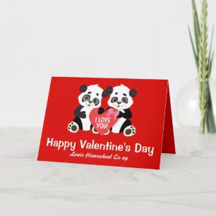 Happy Valentine's Day Panda Homeschool Co op Karte