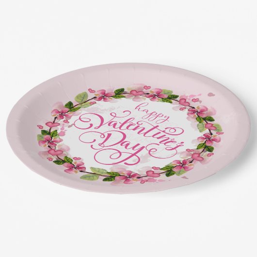 Happy Valentine's Day Pappteller (Schrägansicht)