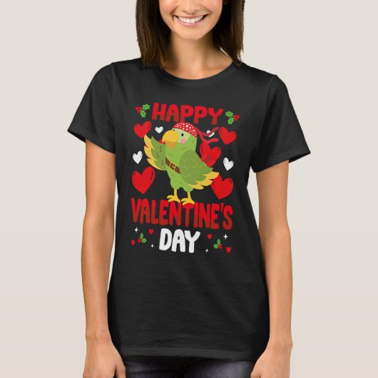 Happy Valentines Day Parrot Heart Love Animal T-Shirt (Vorderseite)